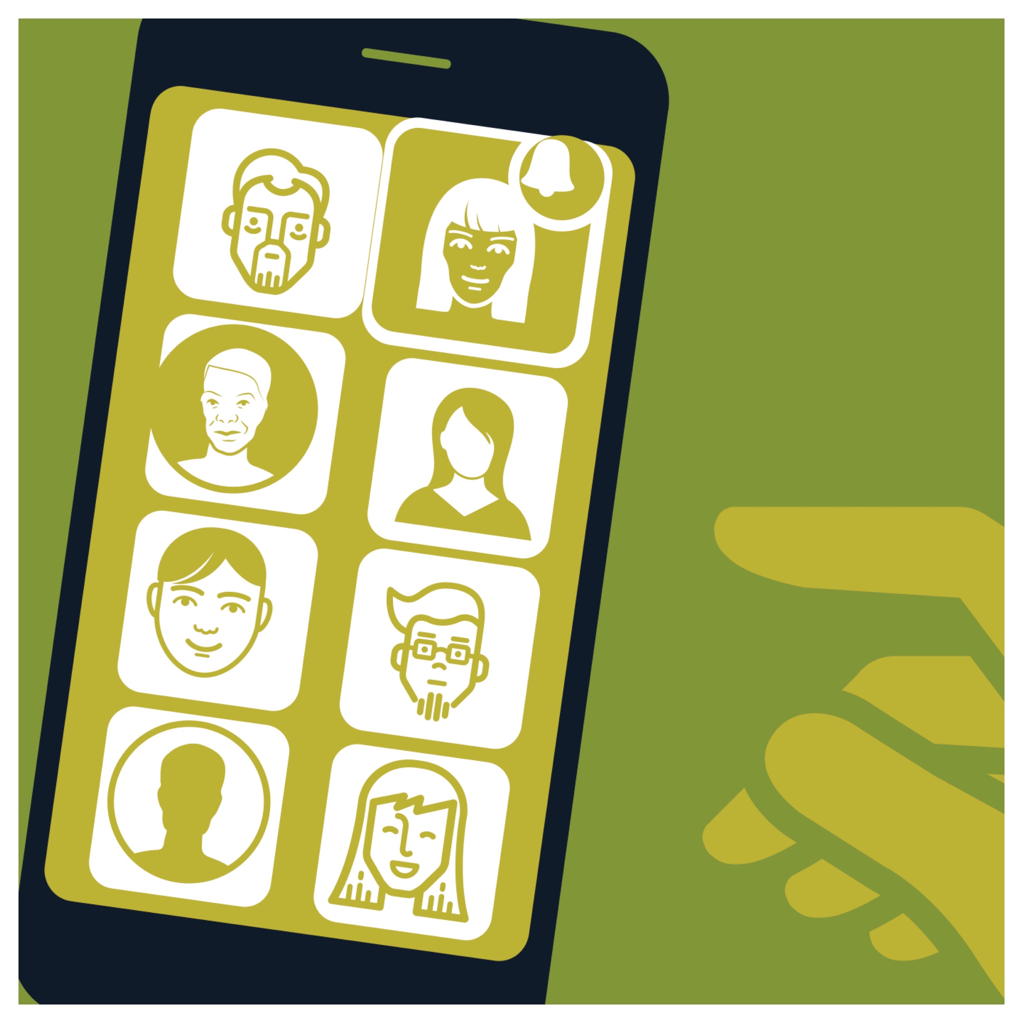 Image of phone with different profiles on it. 